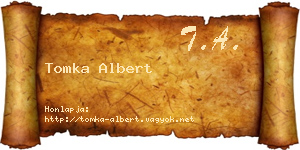 Tomka Albert névjegykártya